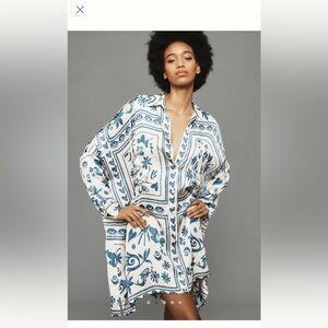 Anthropologie Blue and White Mini Dress